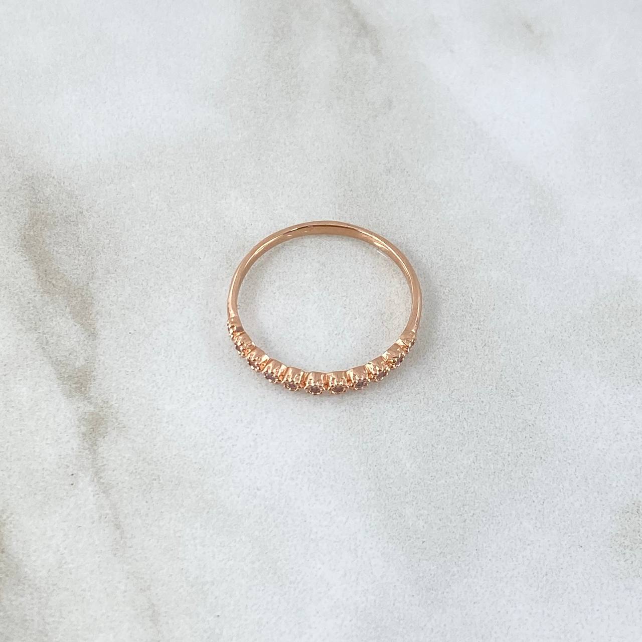 Anillo Linea de Ojos 1.45gr / T7 3/4 / Circones Blancos Oro Rosa 18K ©