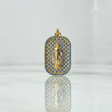 Dije Placa Virgen Milagrosa 6.35gr / 3.5cm / Circones Blancos Azules Dos Oros Amarillo Blanco 18K