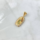Dije Virgen Guadalupe 5.7gr / 3.5cm / Circones Blancos Verdes Fucsia Oro Amarillo 18K