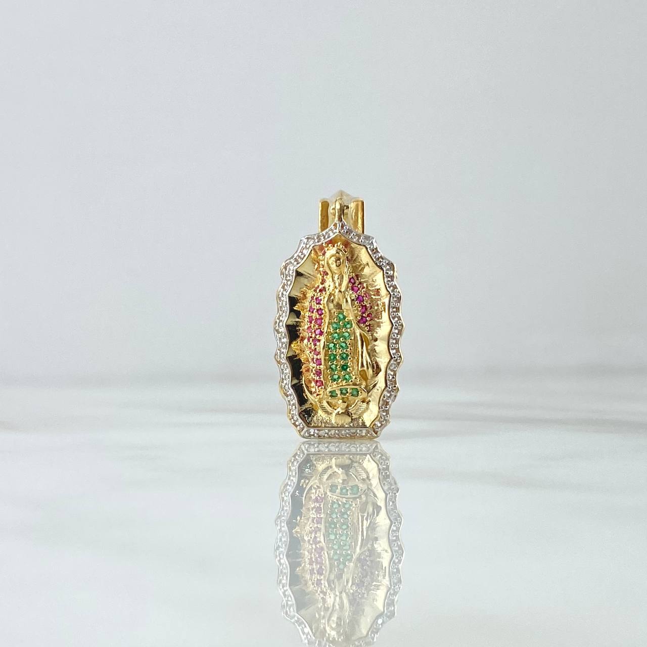 Dije Virgen Guadalupe 5.7gr / 3.5cm / Circones Blancos Verdes Fucsia Oro Amarillo 18K