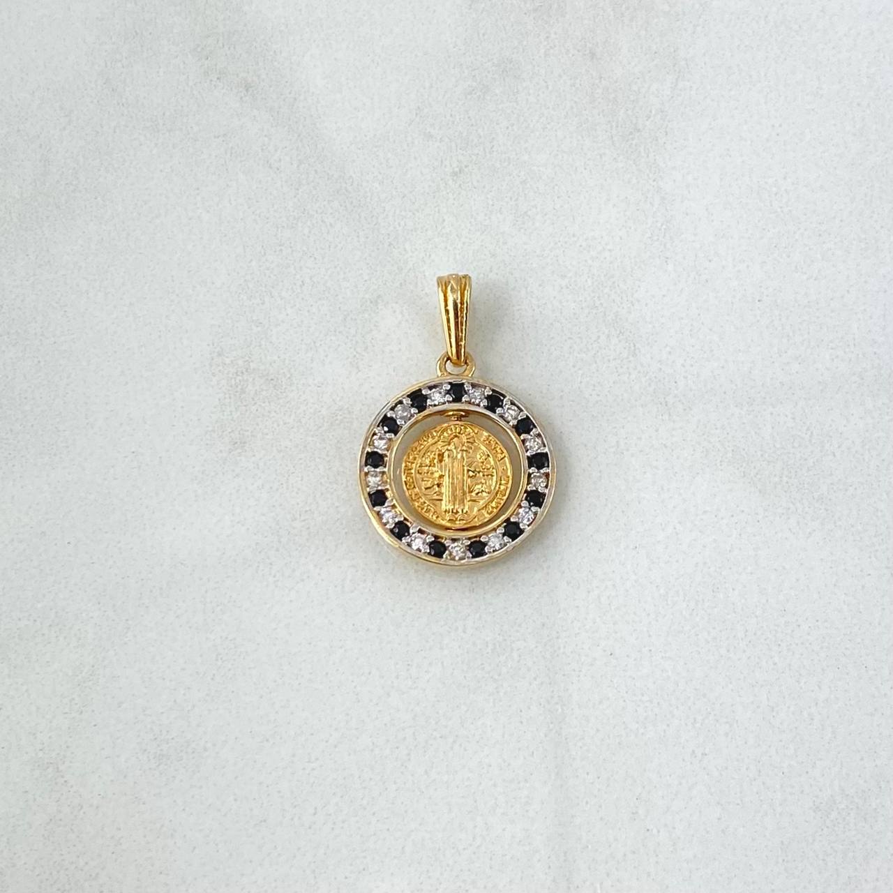 Dije San Benito En Aro Movil 2.2gr / 2.2cm / Circones Blancos Negros Oro Amarillo 18K