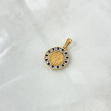Dije San Benito En Aro Movil 2.2gr / 2.2cm / Circones Blancos Negros Oro Amarillo 18K