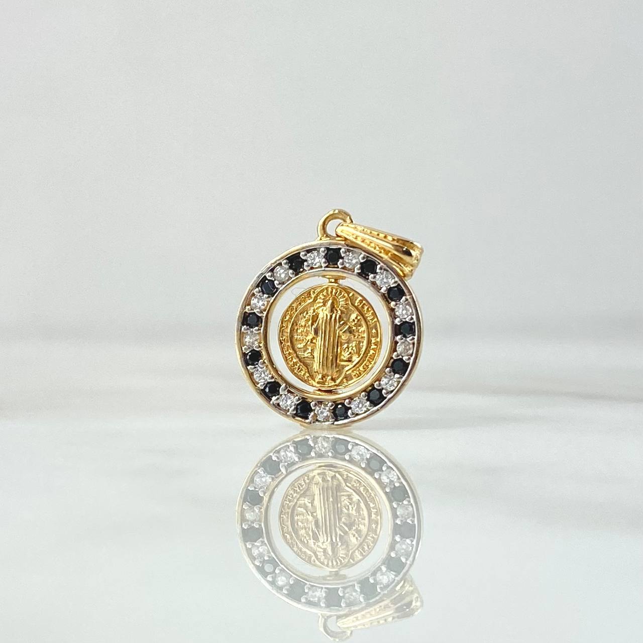 Dije San Benito En Aro Movil 2.2gr / 2.2cm / Circones Blancos Negros Oro Amarillo 18K