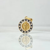 Dije San Benito En Aro Movil 2.2gr / 2.2cm / Circones Blancos Negros Oro Amarillo 18K