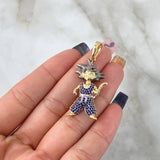 Dije Animado 6.4gr / 4cm / Circones Azules Dos Oros Amarillo Blanco 18K