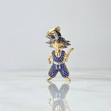 Dije Animado 6.4gr / 4cm / Circones Azules Dos Oros Amarillo Blanco 18K