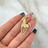 Dije Caballo  2.7gr / 3.2cm / Circon Azul Oro Amarillo 18K