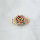 Herraje Ruleta Movil 8.6gr / 3.3cm / Circones Blancos Verde Tres Oros 18K ©