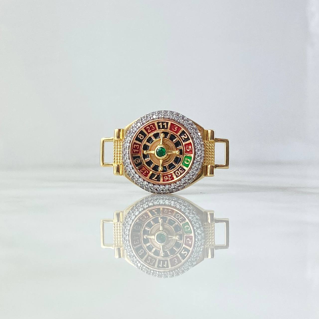 Herraje Ruleta Movil 8.6gr / 3.3cm / Circones Blancos Verde Tres Oros 18K ©