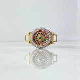 Herraje Ruleta Movil 8.6gr / 3.3cm / Circones Blancos Verde Tres Oros 18K ©