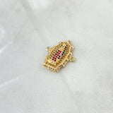 Herraje Virgen de Guadalupe 2.8gr / 2.2cm / Filigran Circones Blancos Azules Fucsia Oro Amarillo 18K *