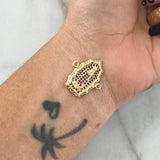 Herraje Virgen de Guadalupe 2.8gr / 2.2cm / Filigran Circones Blancos Azules Fucsia Oro Amarillo 18K *