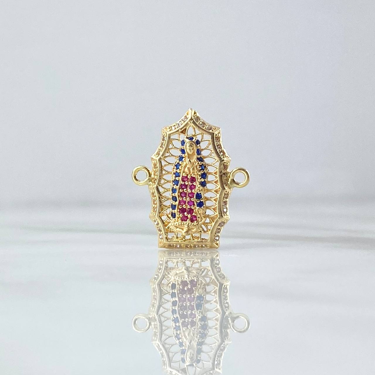 Herraje Virgen de Guadalupe 2.8gr / 2.2cm / Filigran Circones Blancos Azules Fucsia Oro Amarillo 18K *