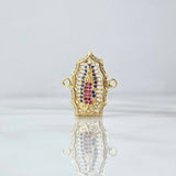 Herraje Virgen de Guadalupe 2.8gr / 2.2cm / Filigran Circones Blancos Azules Fucsia Oro Amarillo 18K *