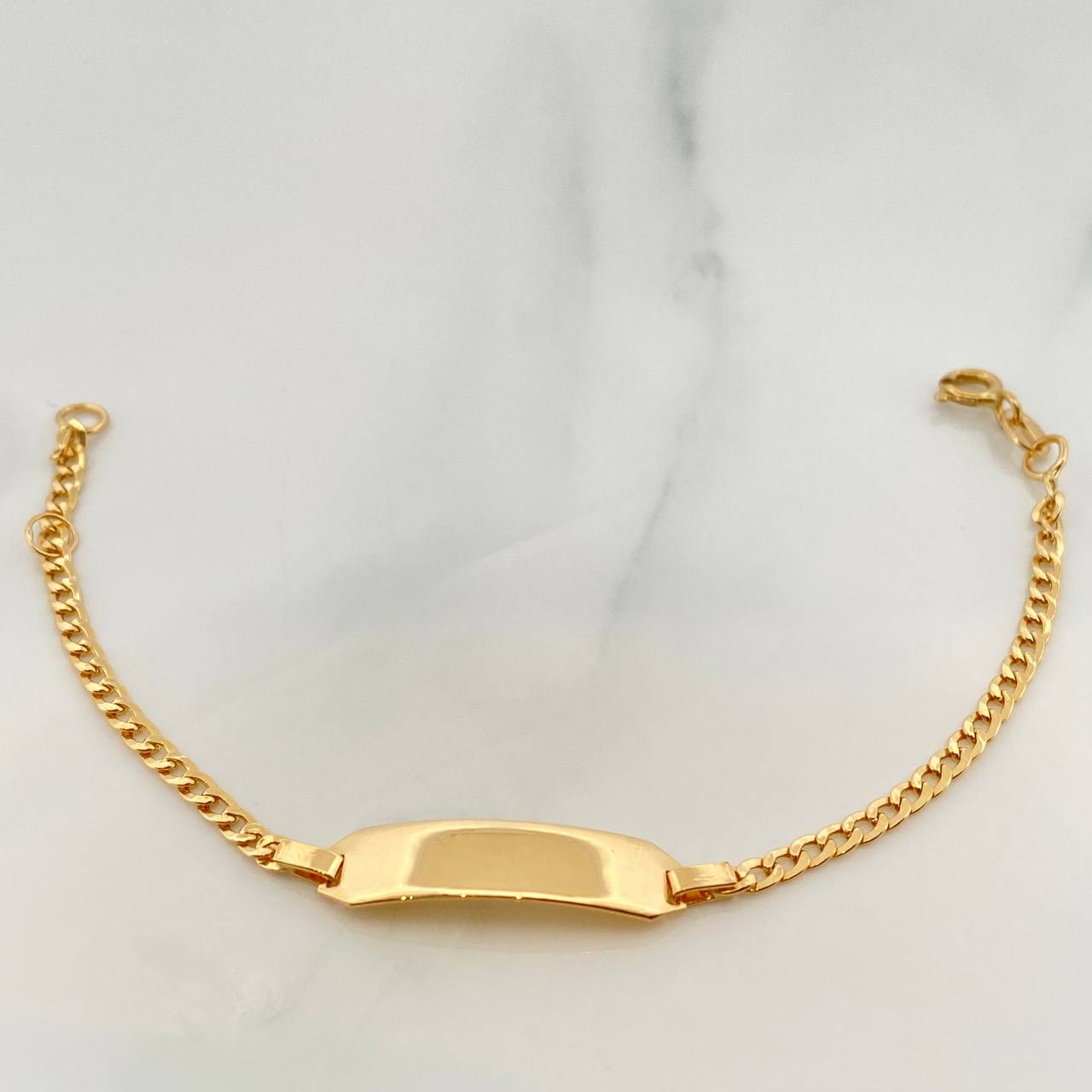 Pulso Bebé Placa Cubana 2.05gr / 14.5cm / 1.2mm Oro Amarillo +1 18K %