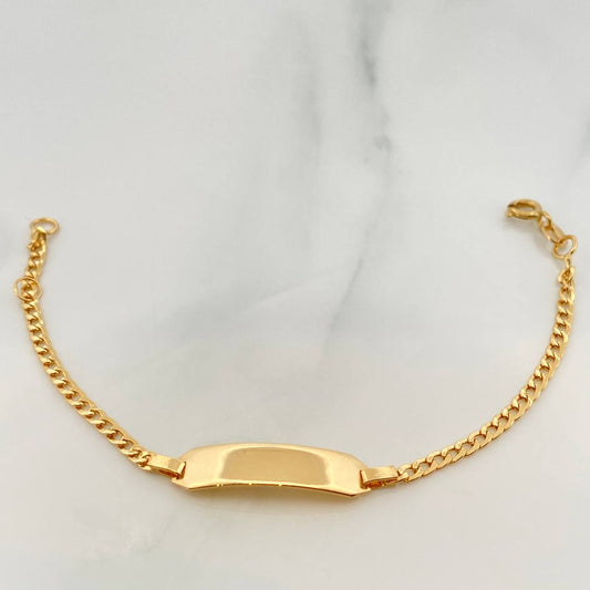 Pulso Bebé Placa Cubana 2.05gr / 14.5cm / 1.2mm Oro Amarillo +1 18K %
