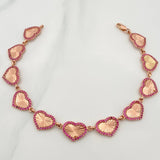 Pulso Corazones 10.4gr / 19.5cm / 9.55mm Dos Oros Amarillo Rosa 18K %