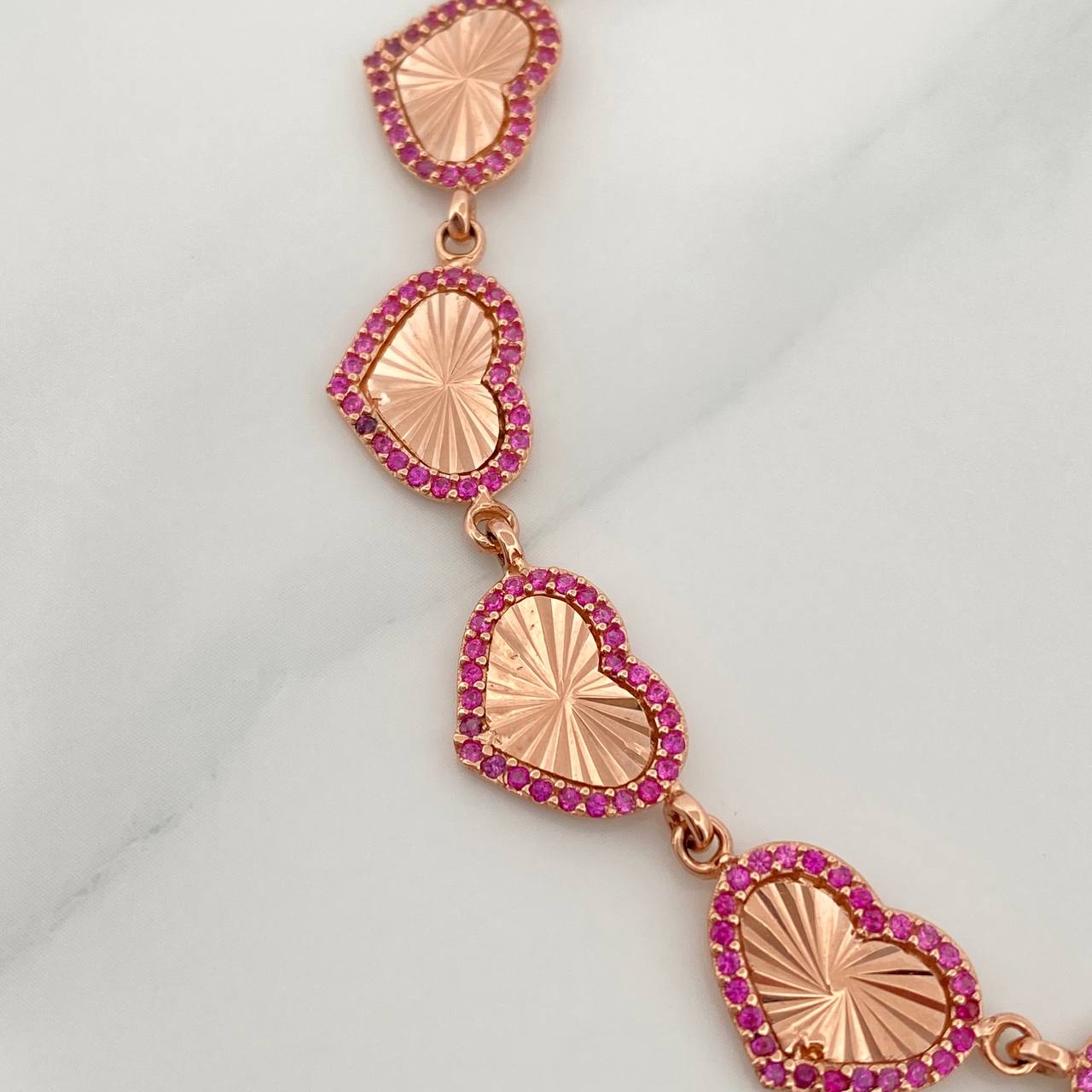 Pulso Corazones 10.4gr / 19.5cm / 9.55mm Dos Oros Amarillo Rosa 18K %