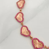 Pulso Corazones 10.4gr / 19.5cm / 9.55mm Dos Oros Amarillo Rosa 18K %