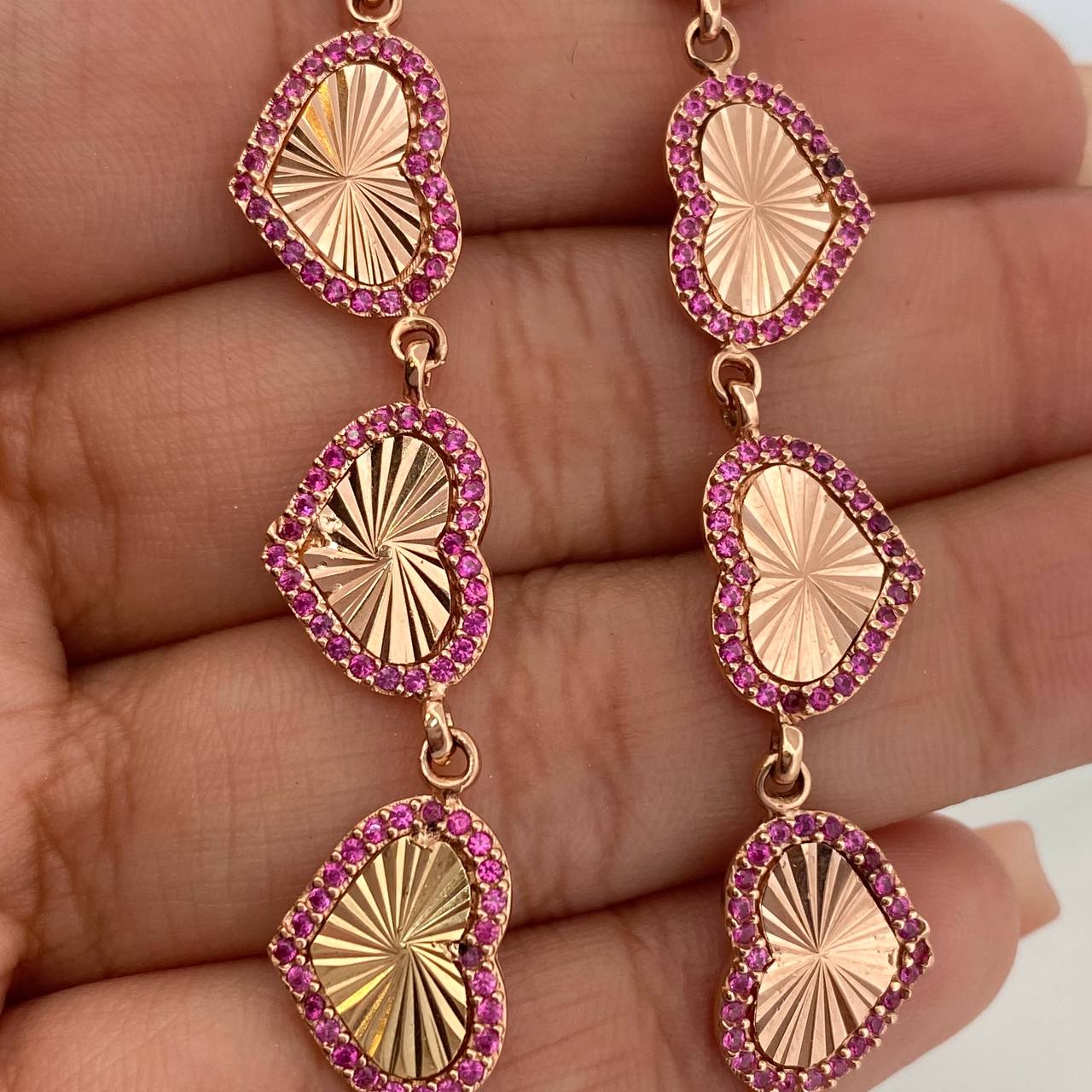 Pulso Corazones 10.4gr / 19.5cm / 9.55mm Dos Oros Amarillo Rosa 18K %