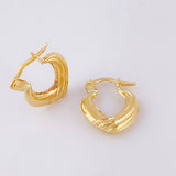 Candongas Corazon Rayado 1.15 g / 1.5 cm Oro Amarillo 18K
