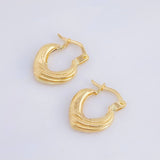 Candongas Corazon Rayado 1.15 g / 1.5 cm Oro Amarillo 18K