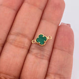 Herraje Trebol Malaquita Verde 0.7 g / 1.5 cm Oro Amarillo 18K