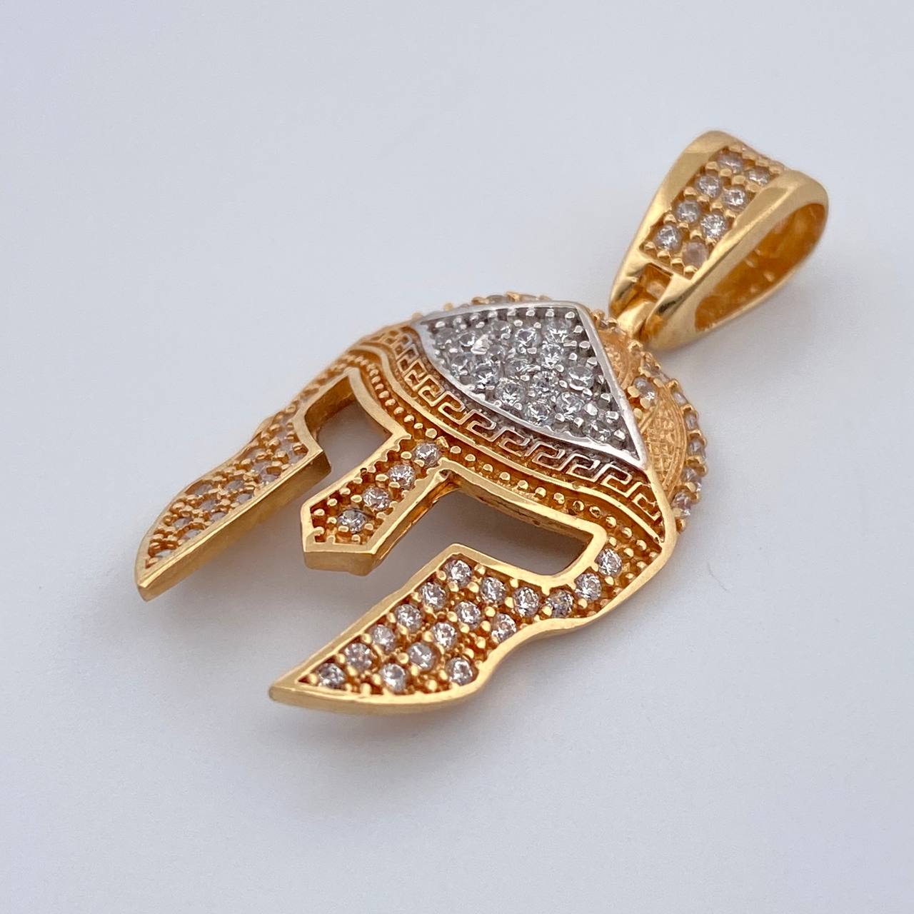 Dije Casco Romano 3.6gr / 3.1cm / Dos Oros Amarillo Blanco 18K %