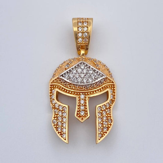 Dije Casco Romano 3.6gr / 3.1cm / Dos Oros Amarillo Blanco 18K %