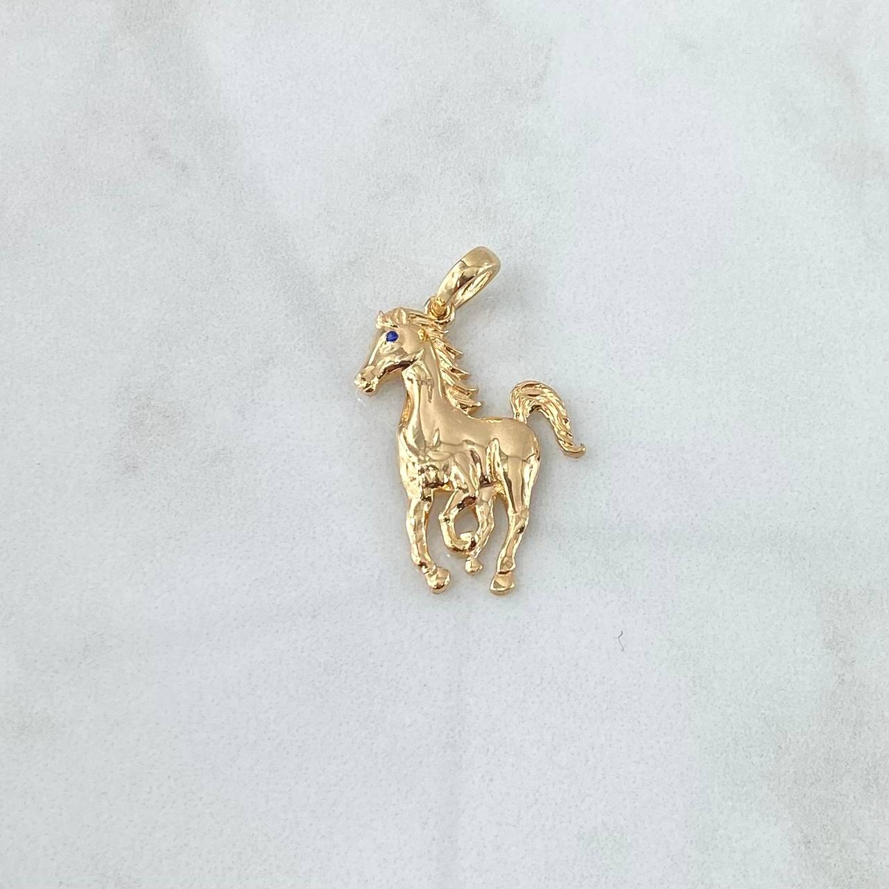 Dije Caballo  2.7gr / 3.2cm / Circon Azul Oro Amarillo 18K