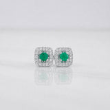 Topos Halo Cuadrado Esmeralda 20pts 1.7g / 6.47mm Plata 925
