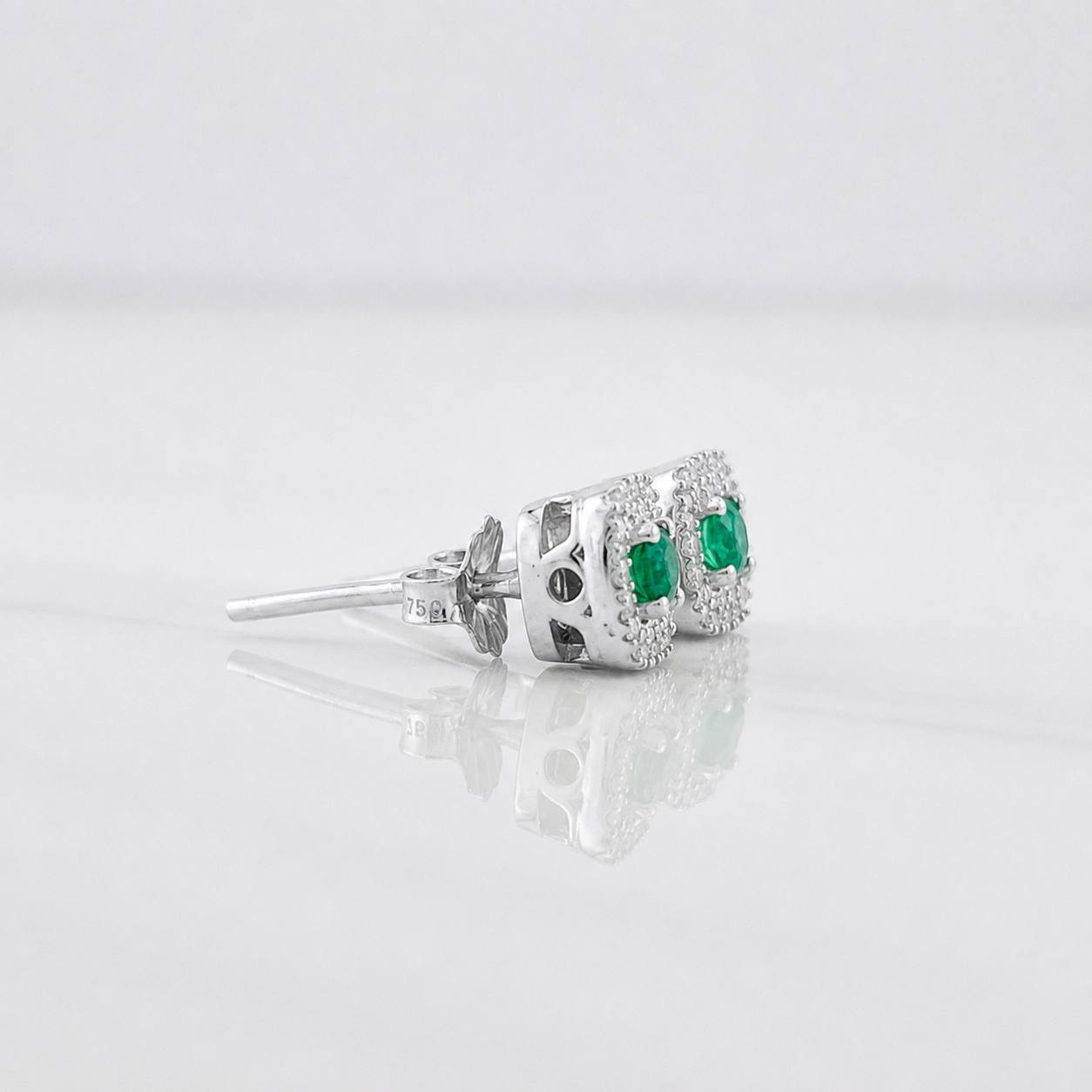 Topos Halo Cuadrado Esmeralda 20pts 1.7g / 6.47mm Plata 925