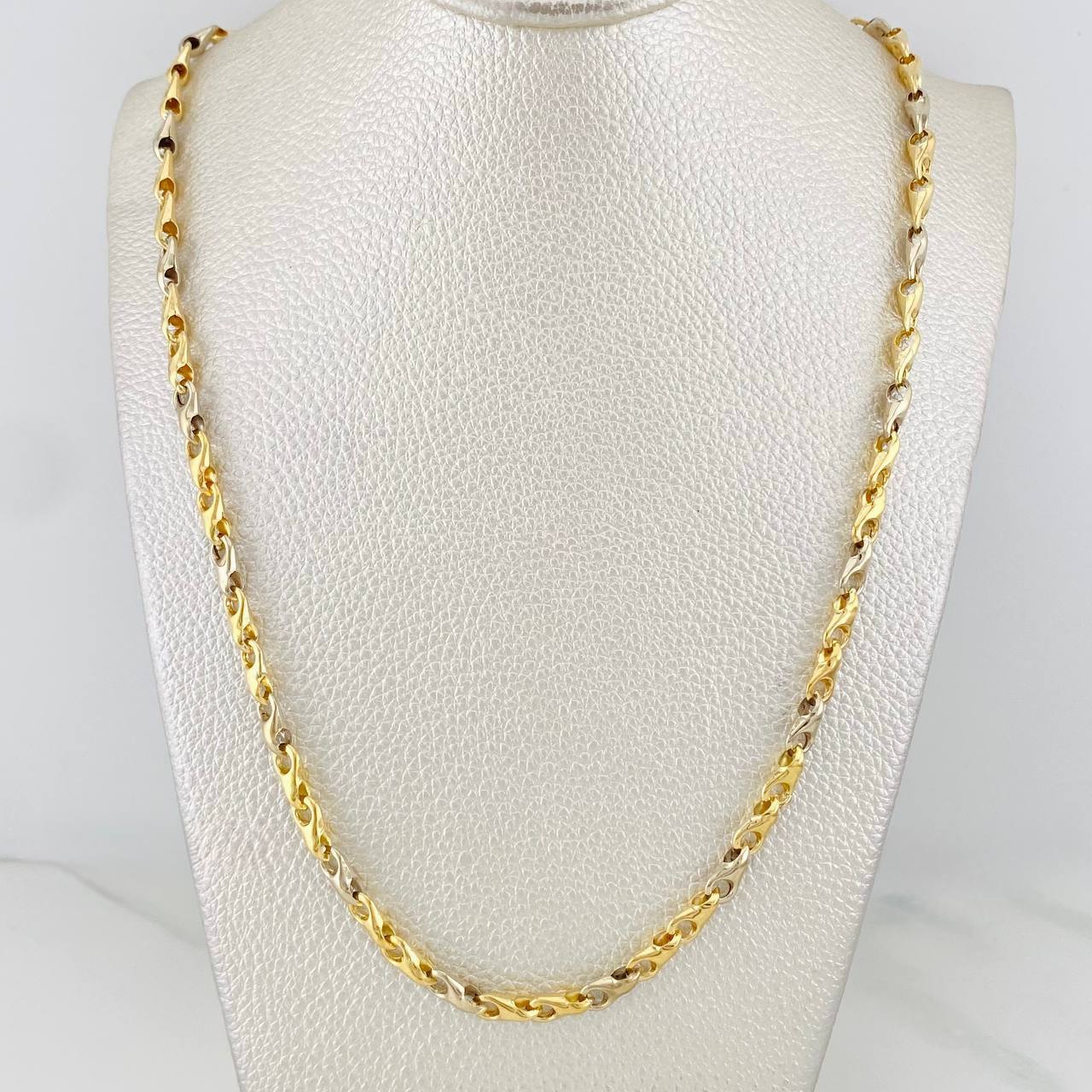 Cadena Rustica Espiga 11.55g / 55cm / 5.03mm Dos Oros Amarillo Blanco 18K