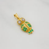 Dije Buho Esmeraldas 17pts Diamantes 2pts 1.55g / 2cm Oro Amarillo 18K