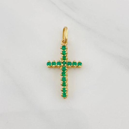 Dije Cruz Tupida Esmeraldas 32pts 1.85g / 3cm Oro Amarillo 18K
