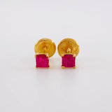 Topos Cuadro Cuatro Garras Rubí 28pts 0.6g / 3.3mm Oro Amarillo 18K