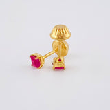 Topos Cuadro Cuatro Garras Rubí 28pts 0.6g / 3.3mm Oro Amarillo 18K