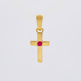 Dije Cruz Lisa Rubí 5pts 0.5g / 1.7cm Oro Amarillo 18K