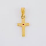 Dije Cruz Lisa Rubí 5pts 0.5g / 1.7cm Oro Amarillo 18K