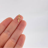Dije Cruz Lisa Rubí 5pts 0.5g / 1.7cm Oro Amarillo 18K