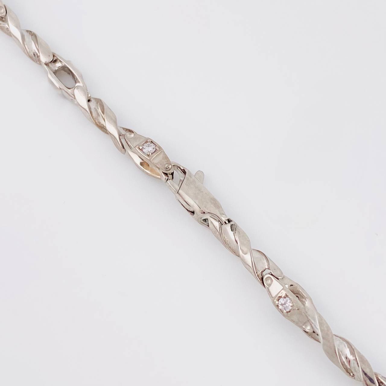 Cadena Rustica Espiral Intercalada 50g / 65cm / 4.9mm Oro Blanco 18K