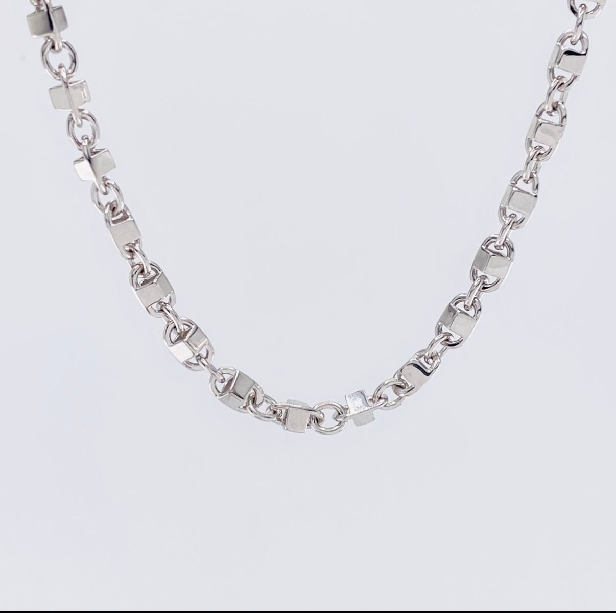 Cadena Rustica Cubica 43g / 65cm / 4.9mm Oro Blanco 18K