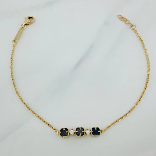 Pulso Trebol Aro Seguido 2.5gr / 18.5cm / 0.5mm Oro Amarillo 18K %