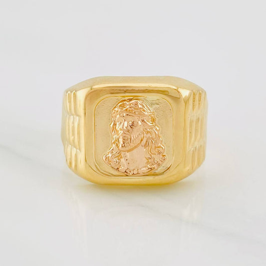 Anillo Rostro Cristo 4g / T9 Dos Oros Amarillo Rosa 18K