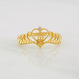 Anillo Corona Corazón 15's 1.5g / T6 3/4 Oro Amarillo 18K