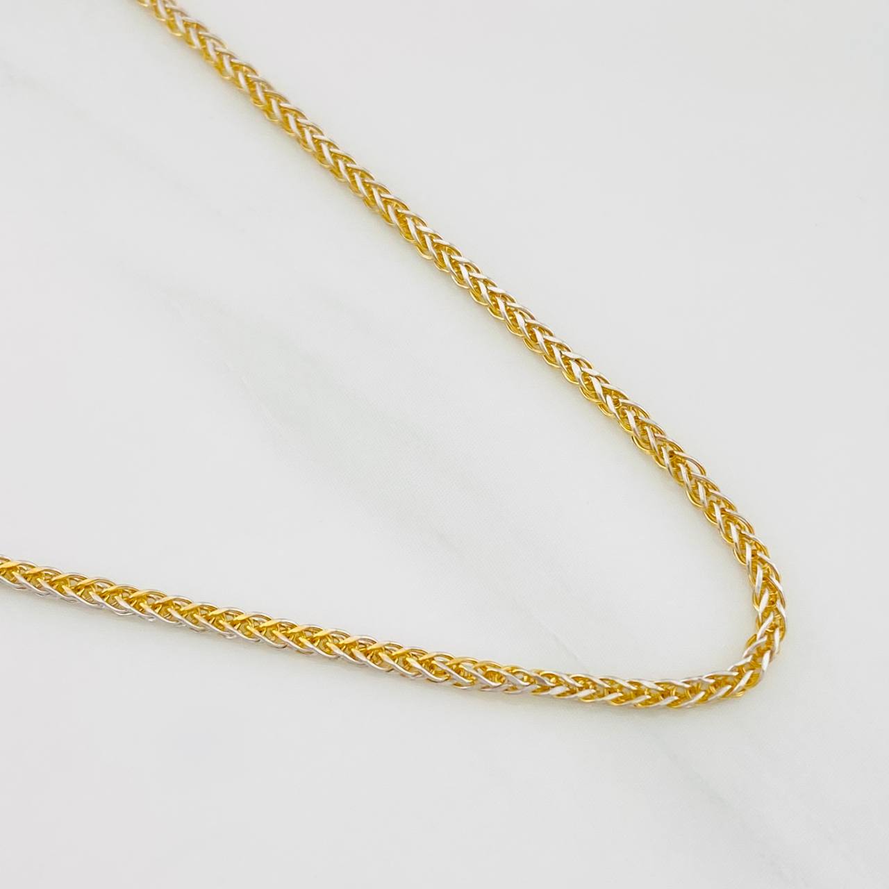Cadena Franco 2g / 55cm / 1.28mm Dos Oros Amarillo Blanco 18K
