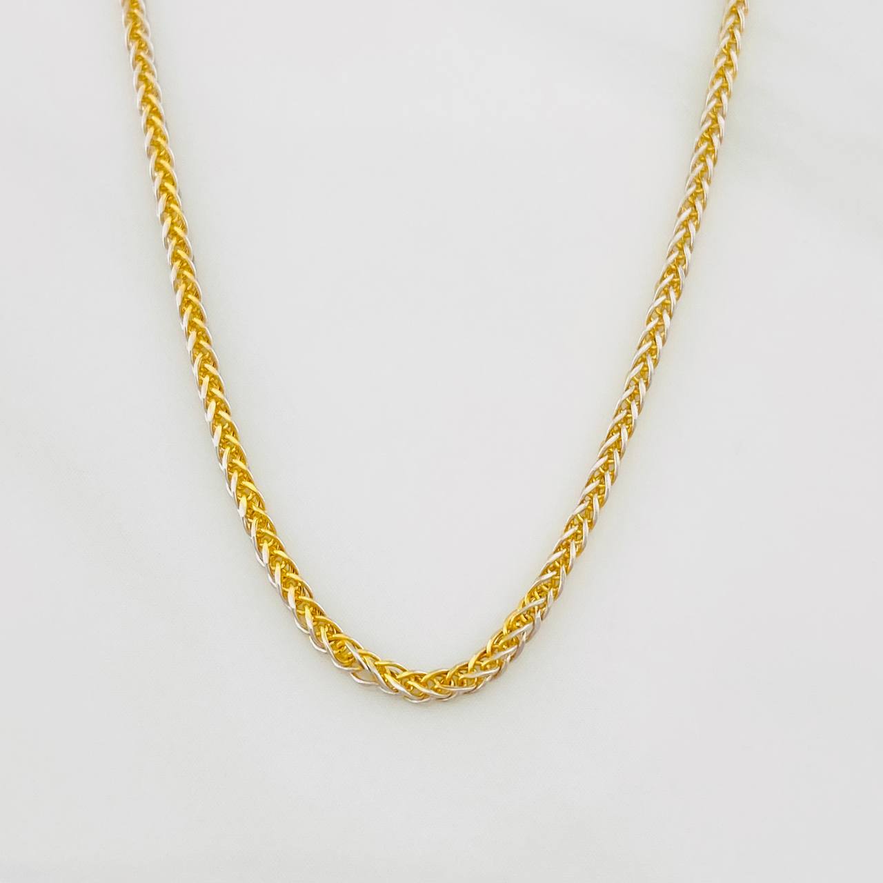 Cadena Franco 2g / 55cm / 1.28mm Dos Oros Amarillo Blanco 18K
