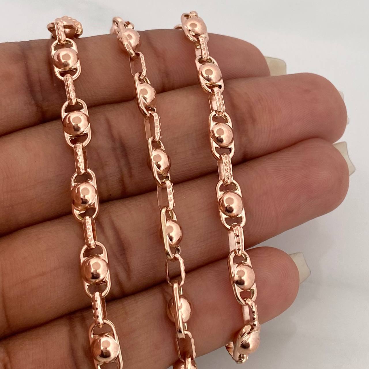 Cadena Rustica Burbuja 14.9gr / 62cm / 4.3mm Oro Rosa 18K $