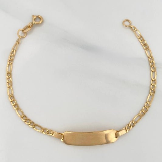 Pulso Placa Figaro 2.05gr / 15.3cm / 1.8mm Oro Amarillo +1 18K %