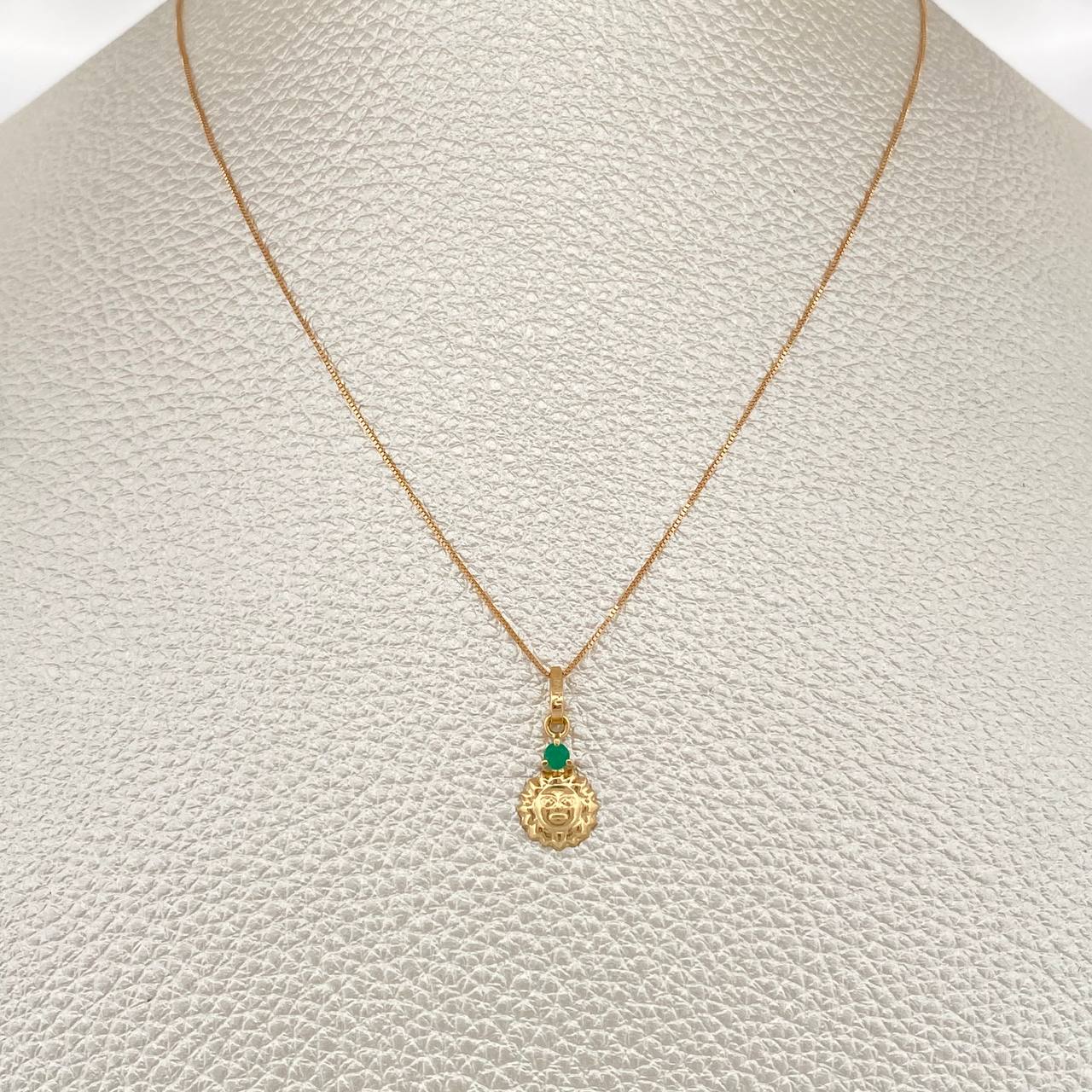 Set Cadena y Dije Veneciana + Dije Sol Esmeralda 1.25gr / 45cm / 0.4mm Oro Amarillo 18K (joya)%